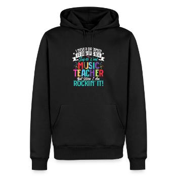 Soyez un professeur de musique super cool mais me voilà rockin - Sweat à capuche Premium bio Homme - noir - Devant - Nico (187cm)