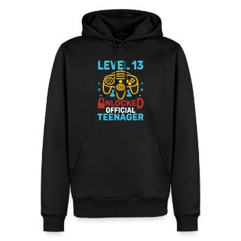 Abschlag zum 13. Geburtstag. Level 13 freigeschaltet - Männer Premium Bio Hoodie - Schwarz - Vorne - Nico (187cm)