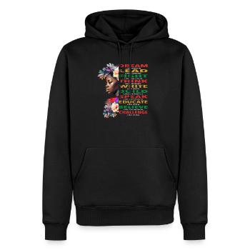 Mois de l’histoire des Noirs de la fierté africaine et Juneteent - Sweat à capuche Premium bio Homme - noir - Devant - Nico (187cm)