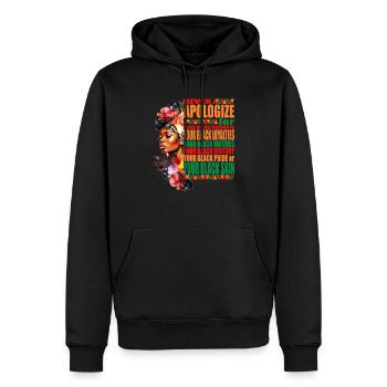 Ne vous excusez jamais Mois de l’histoire des Noirs Juneteenth - Sweat à capuche Premium bio Homme - noir - Devant - Nico (187cm)
