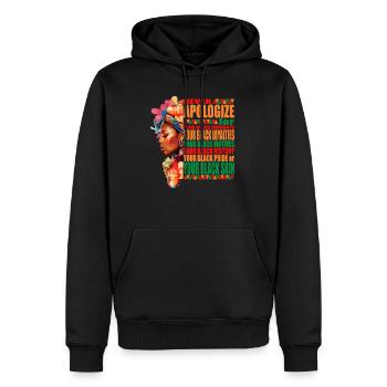 Histoire des Noirs: J’aime ma couleur noire ne jamais m’excuser - Sweat à capuche Premium bio Homme - noir - Devant - Nico (187cm)