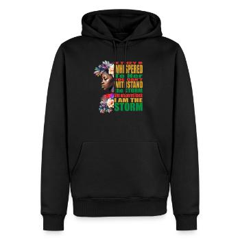 Storm BLM Black African Pride Mois de l’histoire des Noirs - Sweat à capuche Premium bio Homme - noir - Devant - Nico (187cm)