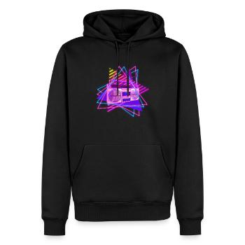 Fun disco rétro vintage radio stéréo 70's 80's - Sweat à capuche Premium bio Homme - noir - Devant - Nico (187cm)