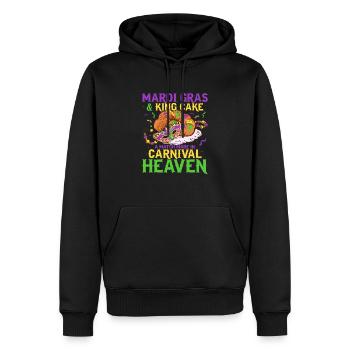 Mardi Gras & King Cake Match Made Carnival Heaven - Men’s Premium Organic Hoodie - black - Front - Nico (187cm)