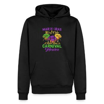 Mardi Gras & King Cake Match Made Carnival Heaven - Men’s Premium Organic Hoodie - black - Front - Nico (187cm)