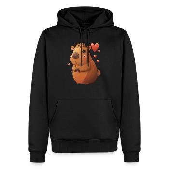 Belle capybara - Sweat à capuche Premium bio Homme - noir - Devant - Nico (187cm)