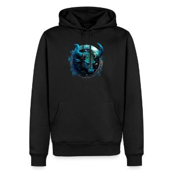 Portez votre signe du zodiaque astrologique avec fierté: Taureau - Sweat à capuche Premium bio Homme - noir - Devant - Nico (187cm)