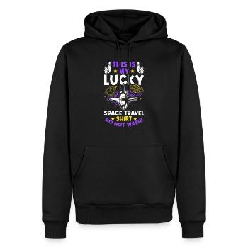 C’est ma chemise de voyage spatiale chanceuse ne se lave pas - - Sweat à capuche Premium bio Homme - noir - Devant - Nico (187cm)