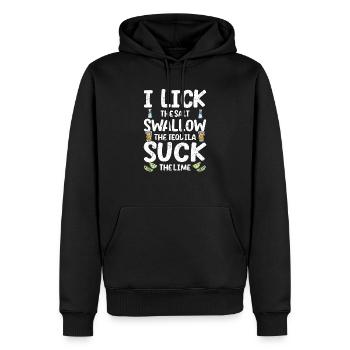 Je lèche sel avaler tequila sucer citron vert - Sweat à capuche Premium bio Homme - noir - Devant - Nico (187cm)
