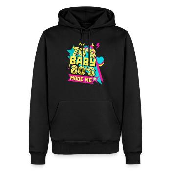 70's Baby 80's Made Me Funny Retro Vintage 80s 70s - Männer Premium Bio Hoodie - Schwarz - Vorne - Nico (187cm)
