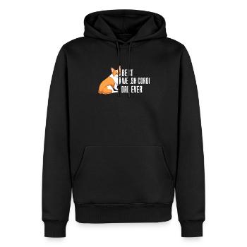 Corgi gallois - Sweat à capuche Premium bio Homme - noir - Devant - Nico (187cm)