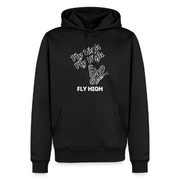 Fly High weiss - Männer Premium Bio Hoodie - Schwarz - Vorne - Nico (187cm)
