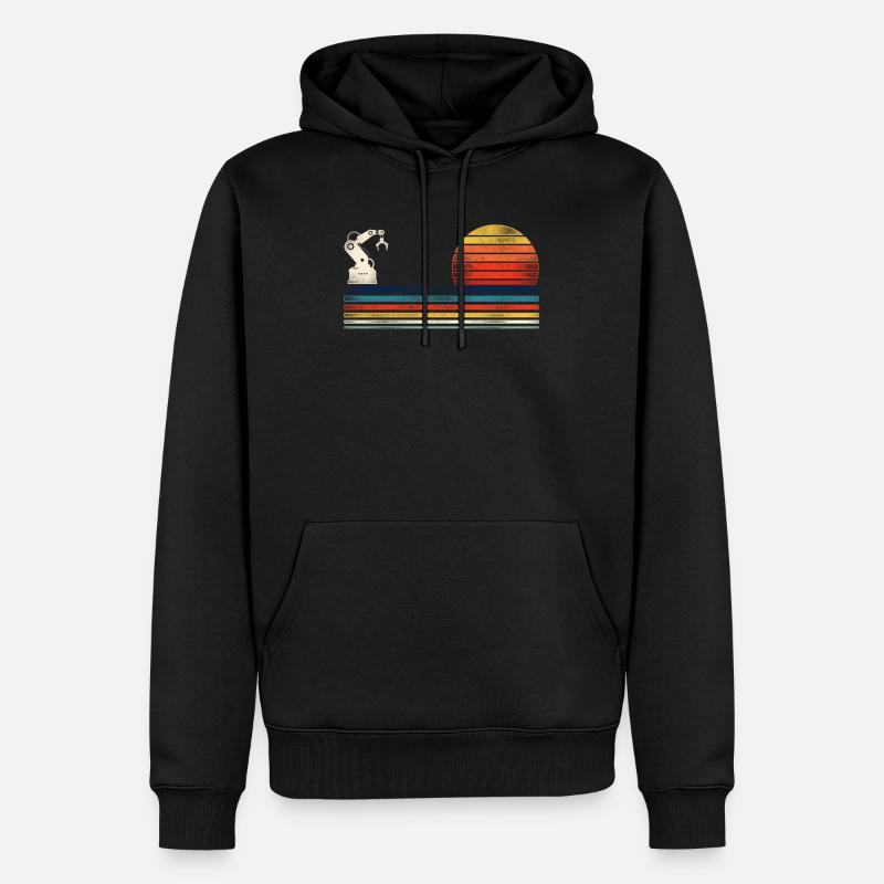 Robot Robotics Engineer Retro - Männer Premium Bio Hoodie - Schwarz
