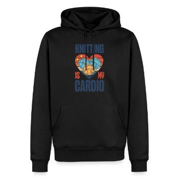 Tricoter Tricoter Tricoter est mon - Sweat à capuche Premium bio Homme - noir - Devant - Nico (187cm)