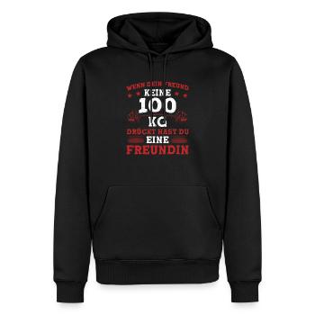Freund Keine 100 KG Drückt Hast Du Eine Freundin - Männer Premium Bio Hoodie - Schwarz - Vorne - Nico (187cm)