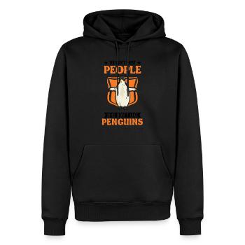Pingouin Cadeau Pingouin Pingouin aux yeux jaunes - Sweat à capuche Premium bio Homme - noir - Devant - Nico (187cm)