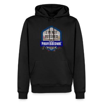Je ne suis pas à la retraite Je suis fière d’une grand-mère professionnelle - Sweat à capuche Premium bio Homme - noir - Devant - Nico (187cm)