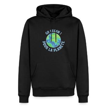 Go Vegan, pour la planète - Sweat à capuche Premium bio Homme - noir - Devant - Nico (187cm)