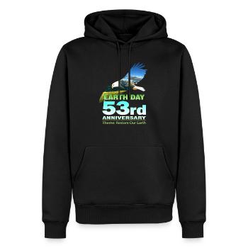 Nature Retro Green Design pour le Jour de la Terre 2023 - Sweat à capuche Premium bio Homme - noir - Devant - Nico (187cm)