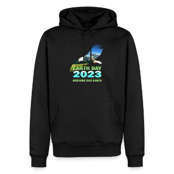 Vêtements écologiques pour hommes femmes pour le Jour de la Terre 2023 - Sweat à capuche Premium bio Homme - noir - Devant - Nico (187cm)
