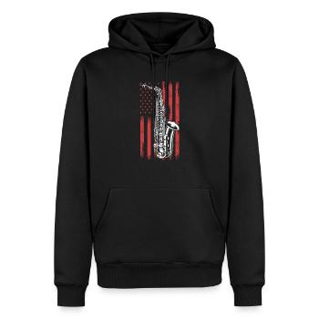 Saxophone America Flag Saxophone Player Saxophonis - Männer Premium Bio Hoodie - Schwarz - Vorne - Nico (187cm)