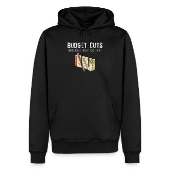 Une blague amusante sur la récession Coupes budgétaires Humour sarcastique - Sweat à capuche Premium bio Homme - noir - Devant - Nico (187cm)