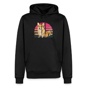 Corgi gallois - Sweat à capuche Premium bio Homme - noir - Devant - Nico (187cm)