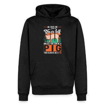 Pig Gift Farmer Pig - Men’s Premium Organic Hoodie - black - Front - Nico (187cm)