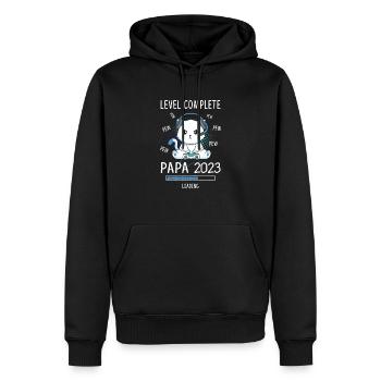 Level Complete PAPA 2023 Loading Gaming Cat - Männer Premium Bio Hoodie - Schwarz - Vorne - Nico (187cm)