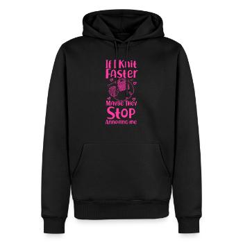 Tricoter si je tricote plus vite - Sweat à capuche Premium bio Homme - noir - Devant - Nico (187cm)