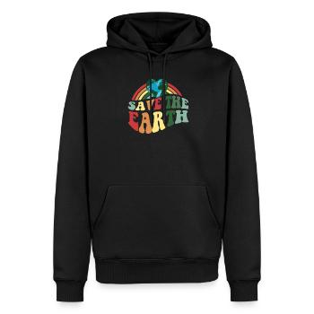 Vintage Retro Farbe Earth Day - Rette die Erde - Männer Premium Bio Hoodie - Schwarz - Vorne - Nico (187cm)