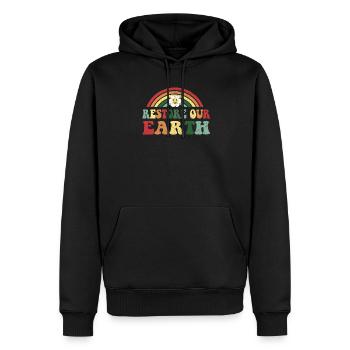 Vintage-Design Wiederherstellung unserer Erde - Tag der Erde - Männer Premium Bio Hoodie - Schwarz - Vorne - Nico (187cm)