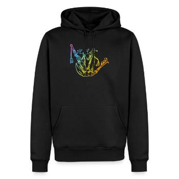 Stick Figure Bagpipe Player - Funny Bagpiper - Männer Premium Bio Hoodie - Schwarz - Vorne - Nico (187cm)