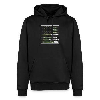 Ehemann Papa Beschützer Held Vatertag Geburtstag - Männer Premium Bio Hoodie - Schwarz - Vorne - Nico (187cm)