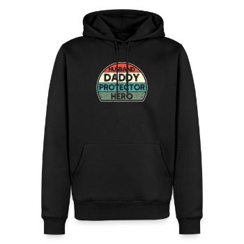 Husband Dad Protector Hero Father's Day Birthday - Men’s Premium Organic Hoodie - black - Front - Nico (187cm)