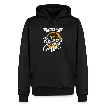 ICH LAUFE MIT KETONEN UND KAFFEE - Männer Premium Bio Hoodie - Schwarz - Vorne - Nico (187cm)