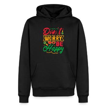 MACH DIR KEINE SORGEN, SEI GLÜCKLICH - Männer Premium Bio Hoodie - Schwarz - Vorne - Nico (187cm)