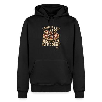 Je vous raconterais une blague sur la pizza - Sweat à capuche Premium bio Homme - noir - Devant - Nico (187cm)