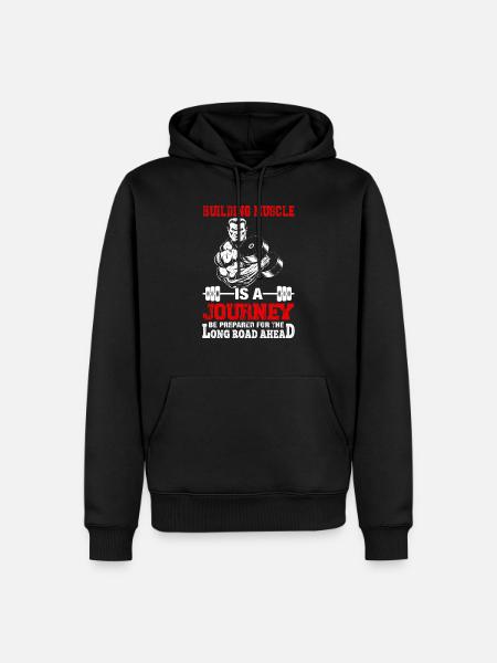 Building muscle is a journey - Men’s Premium Organic Hoodie - black