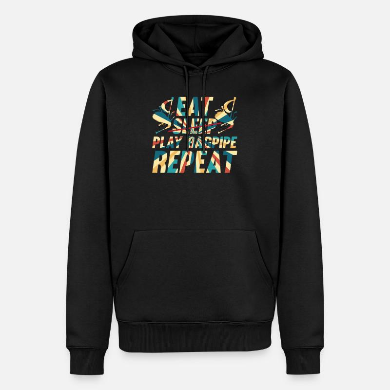 Eat Sleep Play Bagpipe Repeat - Cornemuse - Sweat à capuche Premium bio Homme - noir