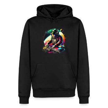 Funky Astronaut on a Mixing Table - Men’s Premium Organic Hoodie - black - Front - Nico (187cm)