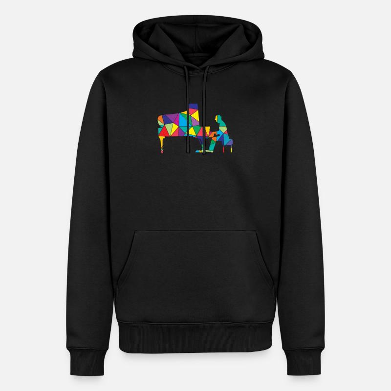 Low Poly Musikalisches Polygon Klavier - Männer Premium Bio Hoodie - Schwarz