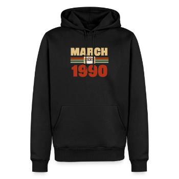 33e anniversaire Mars Né en 1990 Idée cadeau - Sweat à capuche Premium bio Homme - noir - Devant - Nico (187cm)