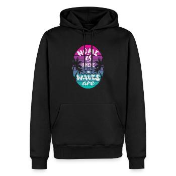 ZUHAUSE IST, WO DIE WELLEN SIND 2 - Männer Premium Bio Hoodie - Schwarz - Vorne - Nico (187cm)