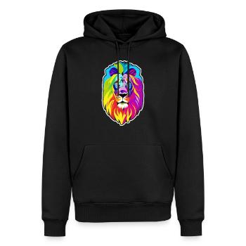 Tete de lion multicolore - Sweat à capuche Premium bio Homme - noir - Devant - Nico (187cm)
