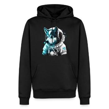 Un husky astronaute mignon - Sweat à capuche Premium bio Homme - noir - Devant - Nico (187cm)