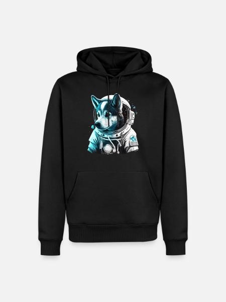 A cute astronaut husky - Men’s Premium Organic Hoodie - black