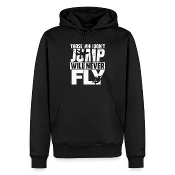 Funny Skydiving Skydiver Jump out of a Plane Quote - Men’s Premium Organic Hoodie - black - Front - Nico (187cm)