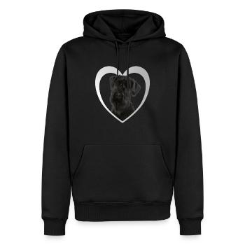 Cœur de Schnauzer géant - J’aime le Schnauzer géant - Sweat à capuche Premium bio Homme - noir - Devant - Nico (187cm)