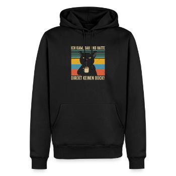 Ich Kam Sah Und Hatte Direkt Keinen Bock - Männer Premium Bio Hoodie - Schwarz - Vorne - Nico (187cm)